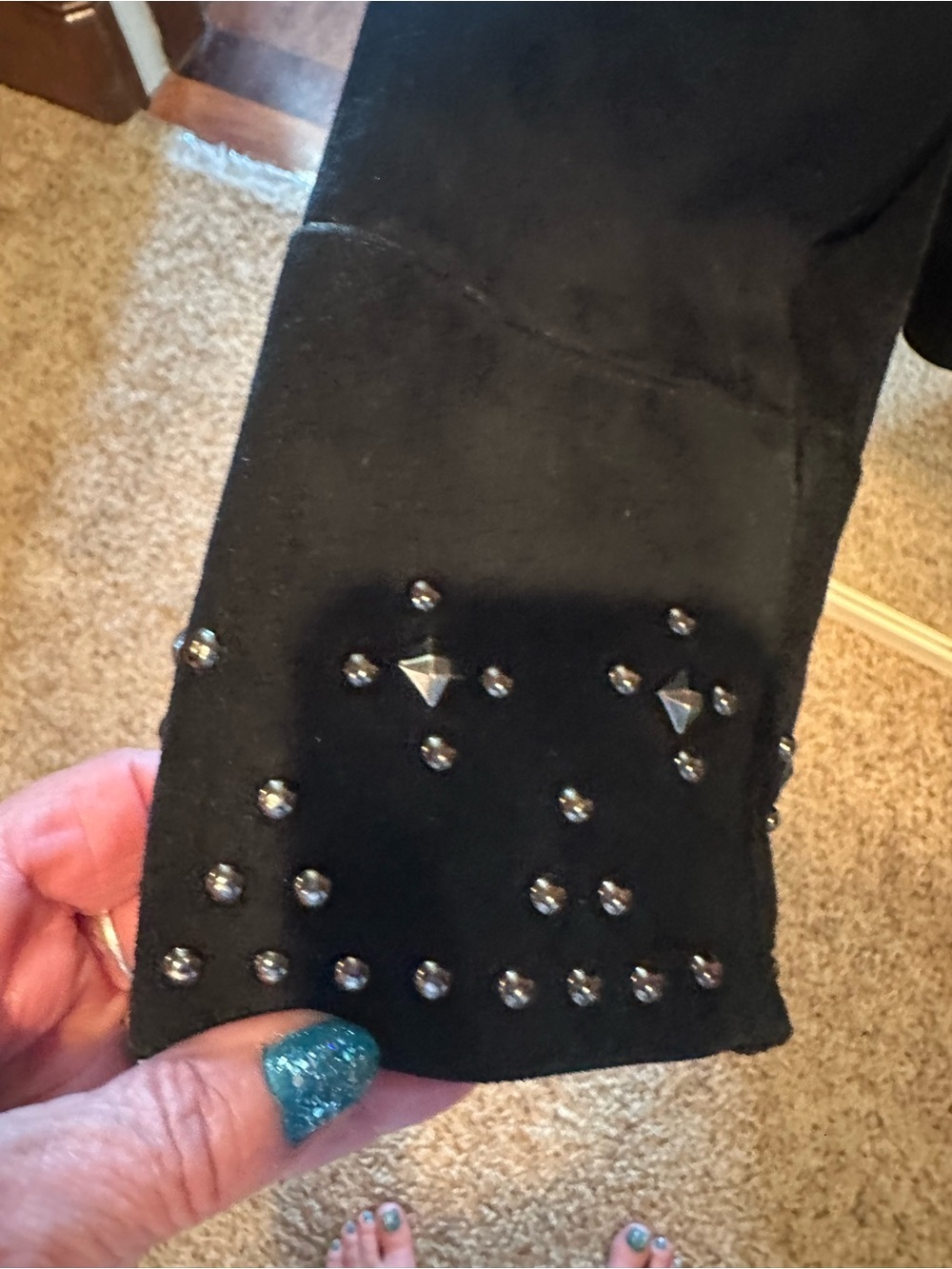 Western-Style Fringe Studded Black Suede Jacket - Picture 4 of 14